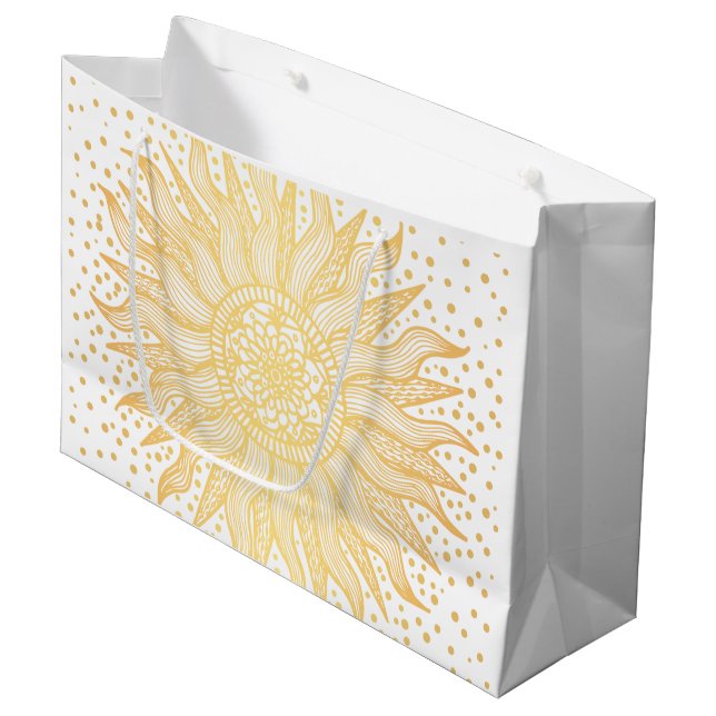 Golden Sun Mandala Confetti Large Gift Bag (Front Angled)