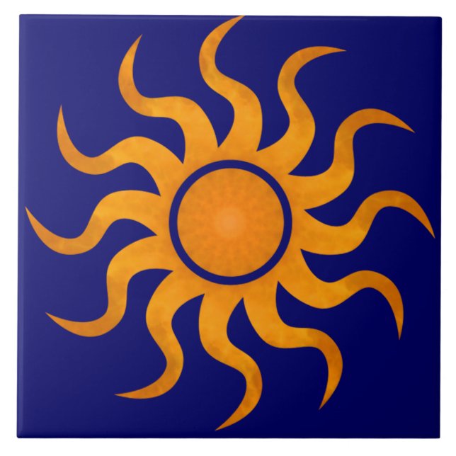 Golden Sun Midnight Blue Tile - Large (Front)