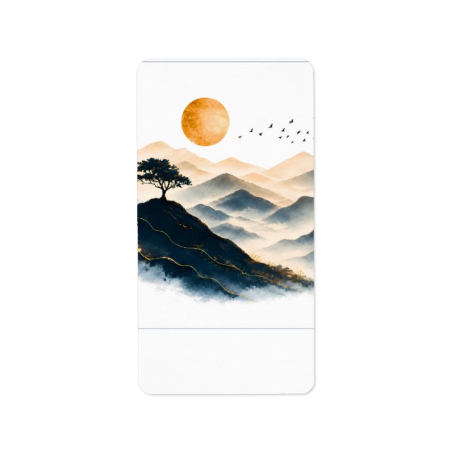 Golden Sun Mountains Landscape Mailing  Label (Front)