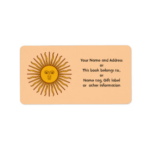 Golden Sun of Argentina Flag Name Address Labels
