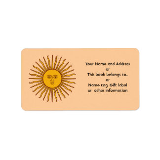 Golden Sun of Argentina Flag Name Address Labels