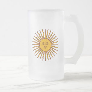 Golden Sun of May Argentina Flag Drinks Glass Frosted Glass Beer Mug