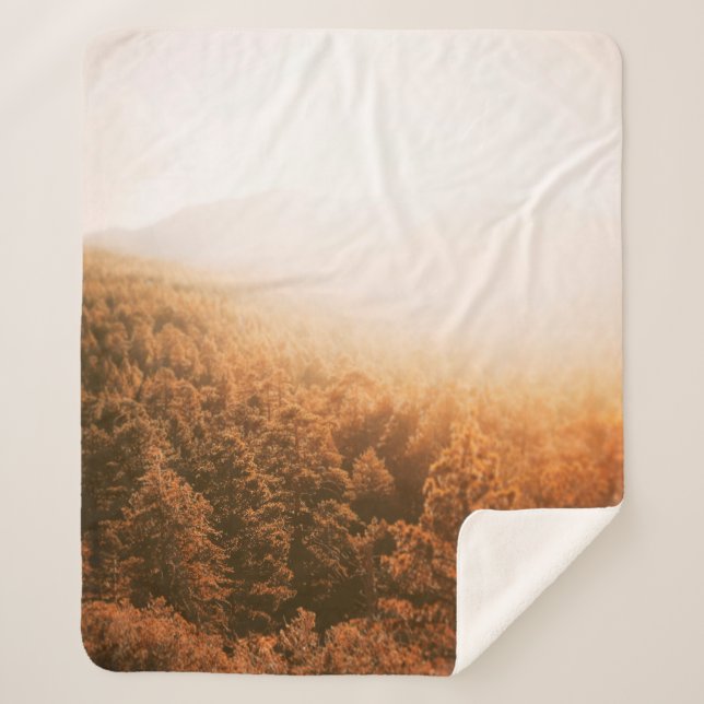 GOLDEN SUN OVER A FOREST SHERPA BLANKET (Front)