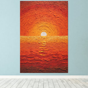 Golden Sun Over Ocean Horizon Abstract Wall Art