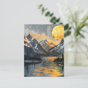 Golden Sun Over Snowy Mountains – Boho Wilderness Postcard