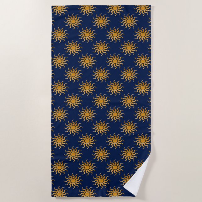 Golden Sun Pattern by Shirley Taylor Beach Towel (Front)