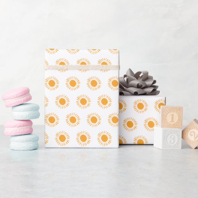 Golden Sun Pattern Wrapping Paper (Baby Shower)