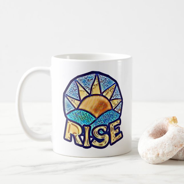 Golden Sun Rise ~ Uplifting Message Coffee Mug (With Donut)