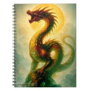 Golden Sun Serpent Dragon Fantasy Art Notebook