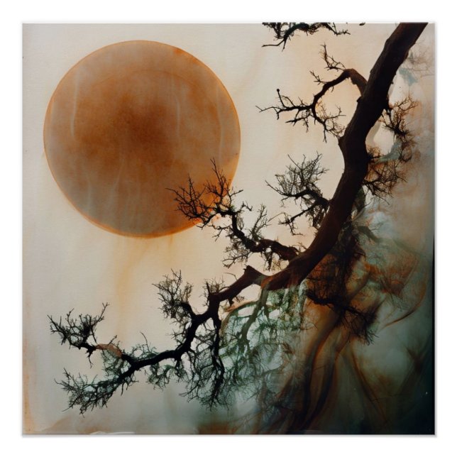 Golden Sun Through Gnarled Wood Double Exposure  Poster (Front)