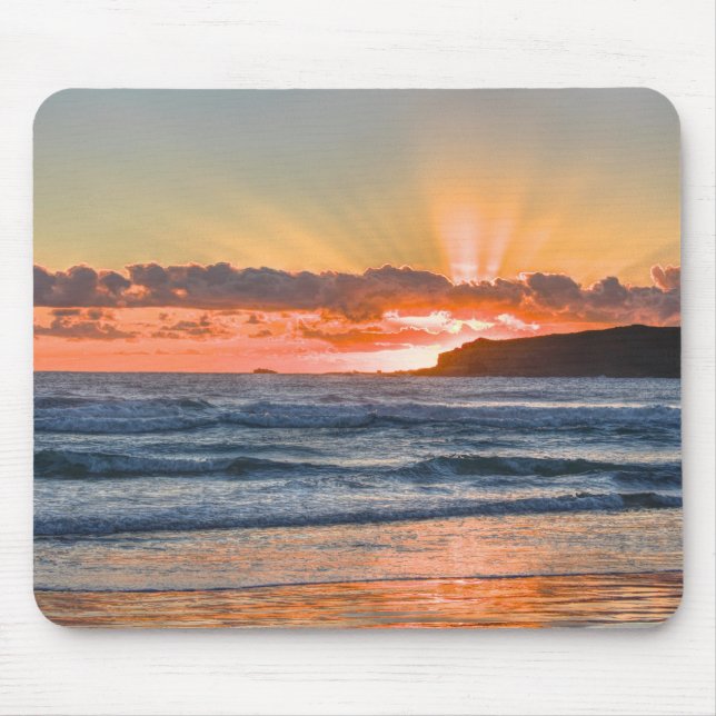 Golden Sunbeams Over Ocean Mouse Mat (Front)