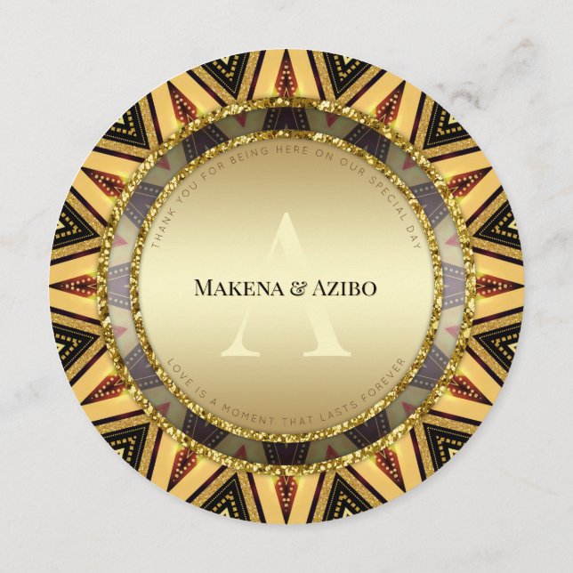 Golden Sunburst African Energy Round Menu (Back)