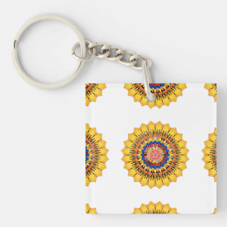 Golden sunburst key ring