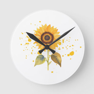 Golden Sunburst Round Clock