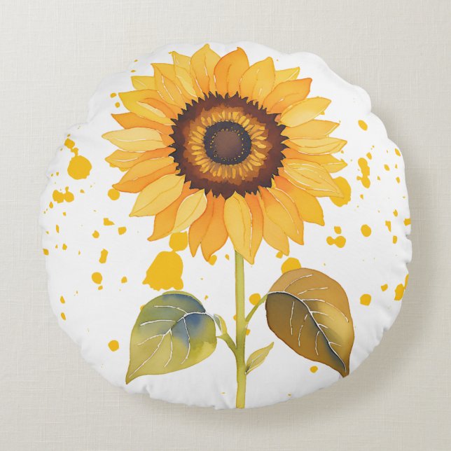 Golden Sunburst Round Cushion (Front)