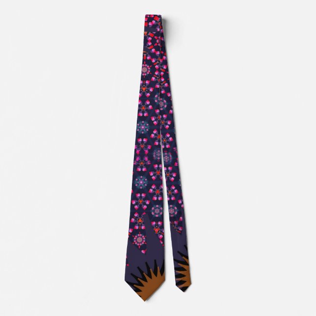 Golden Sunburst tipped geometric dark magenta Tie (Front)