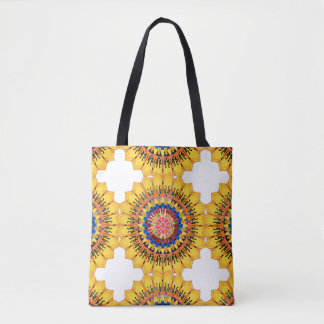 Golden sunburst tote bag