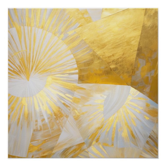 Golden Sunbursts in Silver Dawn Poster (Front)