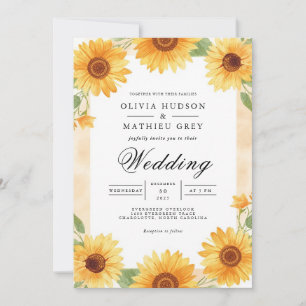 Golden Sunflower Arch Flourish Wedding Invitation