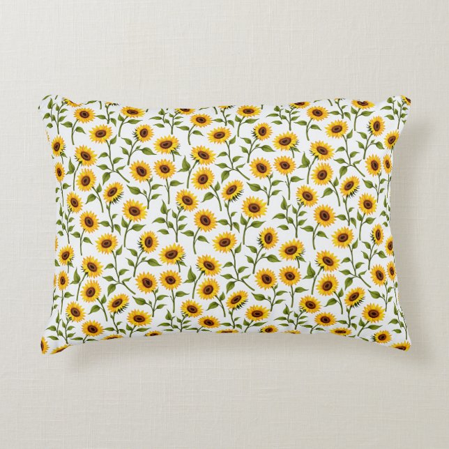 Golden Sunflower Bliss Decorative Cushion (Front)