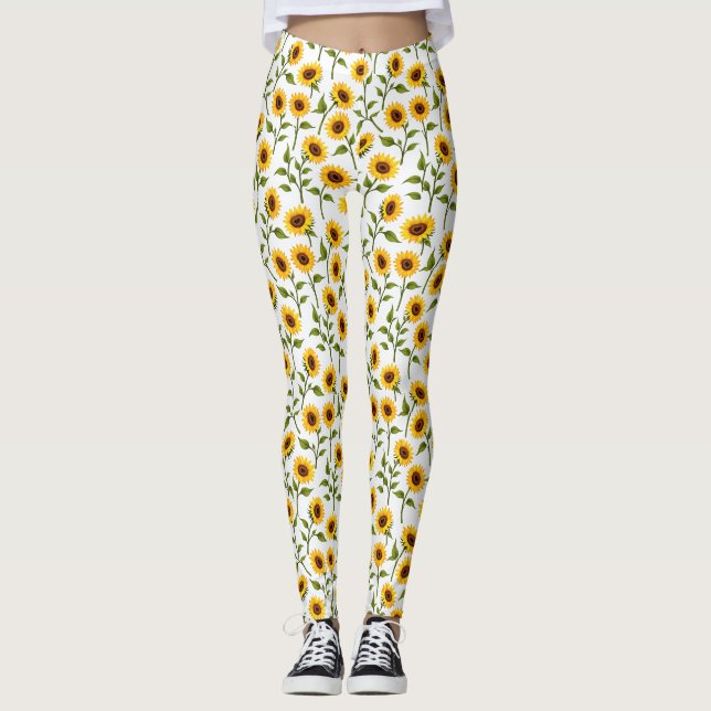 Golden Sunflower Bliss Leggings (Front)