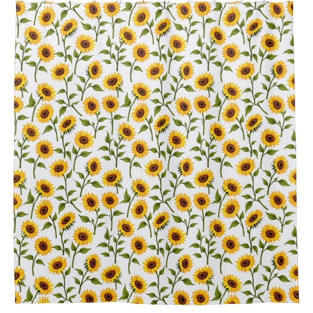 Golden Sunflower Bliss Shower Curtain (Front)