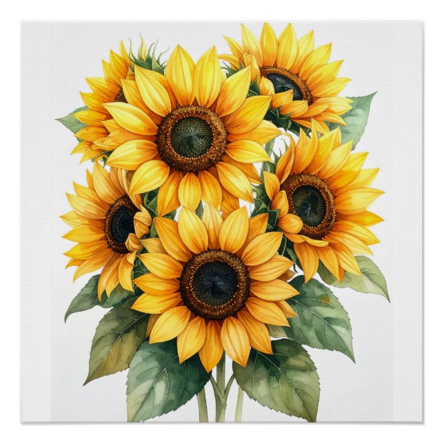 Golden Sunflower Bloom Poster (Front)