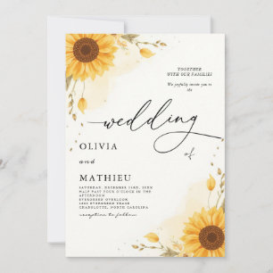 Golden Sunflower Botanical Romance Wedding Invitation