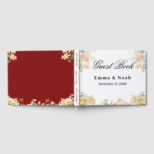 Golden Sunflower butterfly Meadow Wedding Guest Book