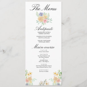 Golden Sunflower butterfly Meadow Wedding Menu