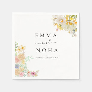 Golden Sunflower butterfly Meadow Wedding Napkin