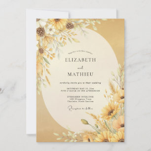 Golden Sunflower Eucalyptus Wedding Invitation