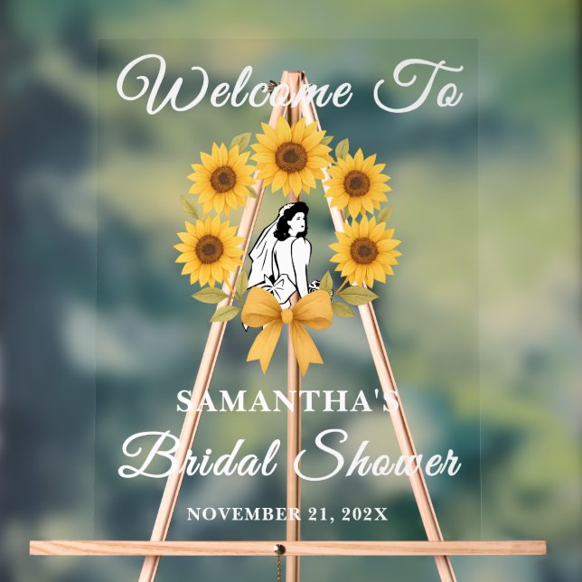 Golden Sunflower Fall Bridal Shower Welcome  Acrylic Sign (Neutral)
