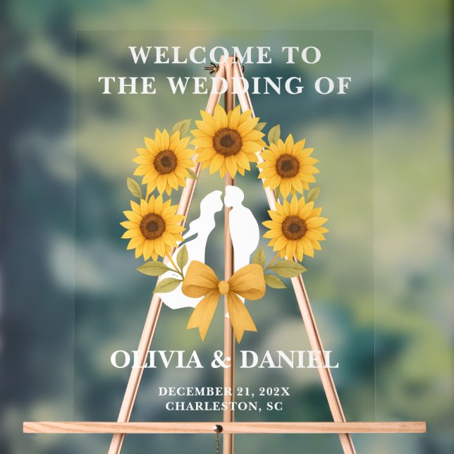 Golden Sunflower Fall Wedding Welcome Acrylic Sign (Neutral)