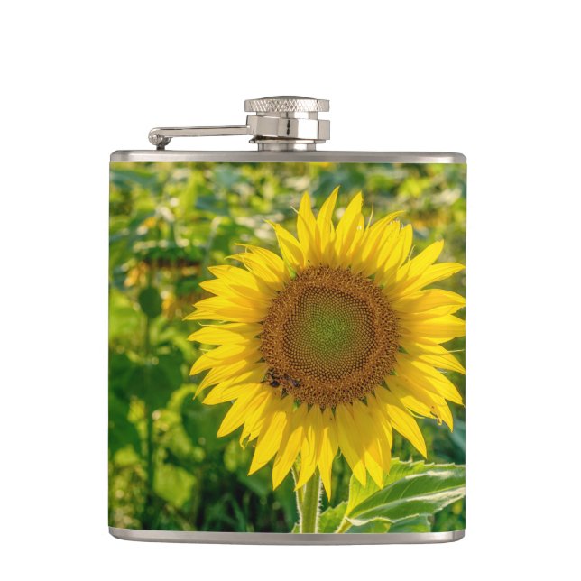 Golden Sunflower Field Hip Flask (Front)