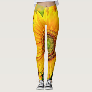 Golden Sunflower Field Serenity Design Leggings
