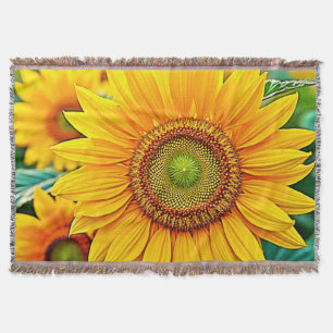 Golden Sunflower Field Serenity Design Throw Blanket