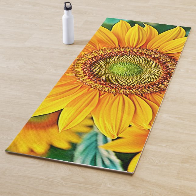 Golden Sunflower Field Serenity Design Yoga Mat (In Situ)