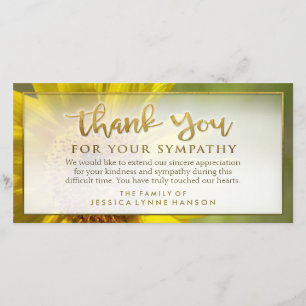Golden Sunflower Floral Thank You Sympathy Card