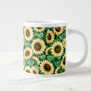 Golden Sunflower Garden Large Coffee Mug