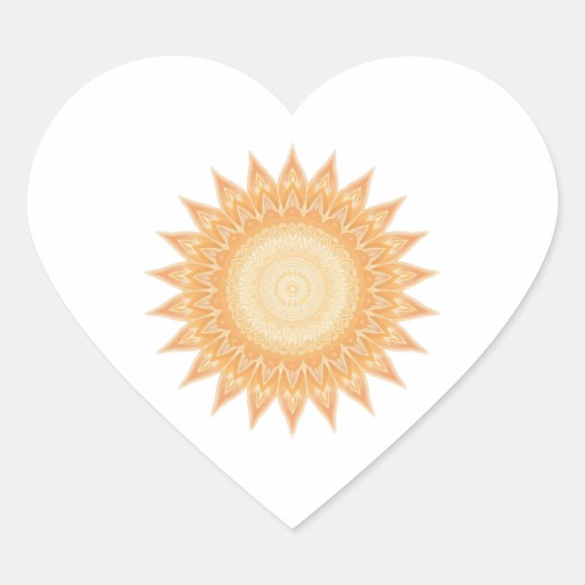 "Golden Sunflower Mandala – Light Within You" Heart Sticker (Front)
