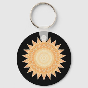 "Golden Sunflower Mandala – Light Within You" Key Ring