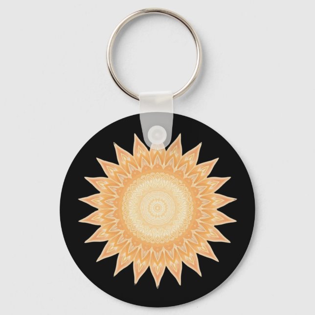 "Golden Sunflower Mandala – Light Within You" Key Ring (Front)