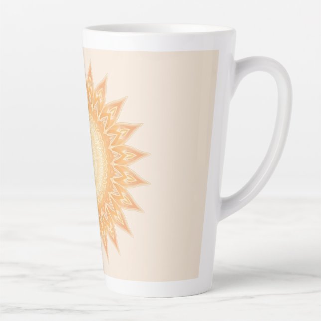 "Golden Sunflower Mandala – Light Within You" Latte Mug (Right)