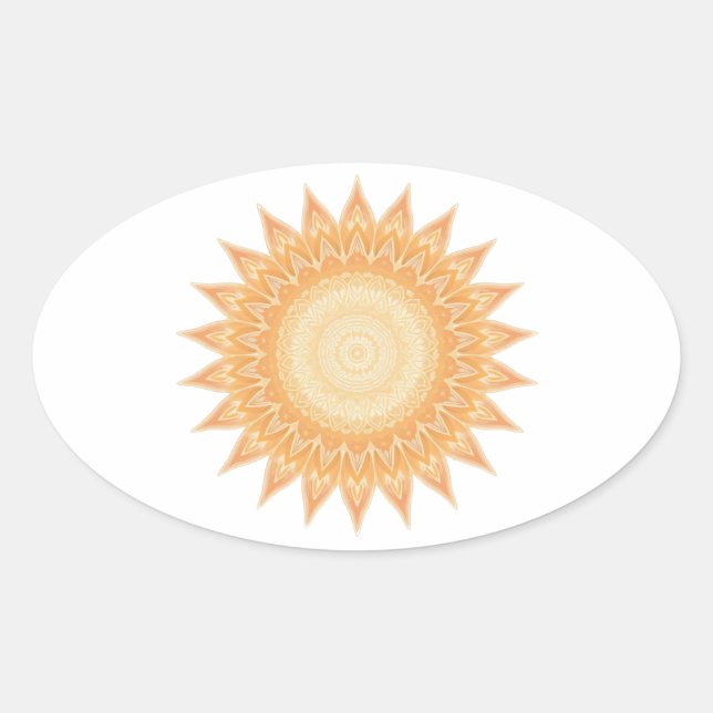 "Golden Sunflower Mandala – Light Within You" Oval Sticker (Front)