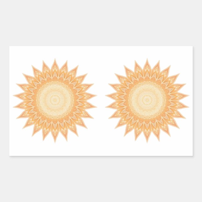 "Golden Sunflower Mandala – Light Within You" Rectangular Sticker (Front)