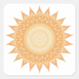 "Golden Sunflower Mandala – Light Within You" Square Sticker