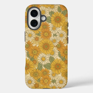 Golden Sunflower Meadow Warm Vintage Floral iPhone 16 Case