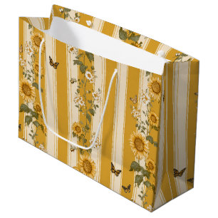 Golden Sunflower Monarch Butterfly Country Large Gift Bag