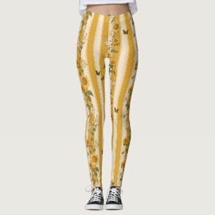Golden Sunflower Monarch Butterfly Country Leggings